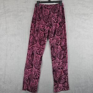 Casual Corner Y2K Velvet Pink Paisley  Pants Boho Indie Sleaze Size 2